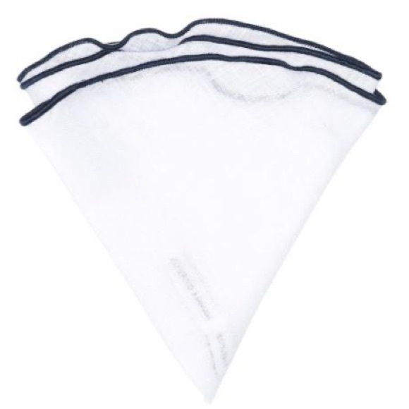 EDWARD ARMAH MENS ROUND LINEN POCKET CIRCLE WHITE WITH BLACK TRIM NWOT